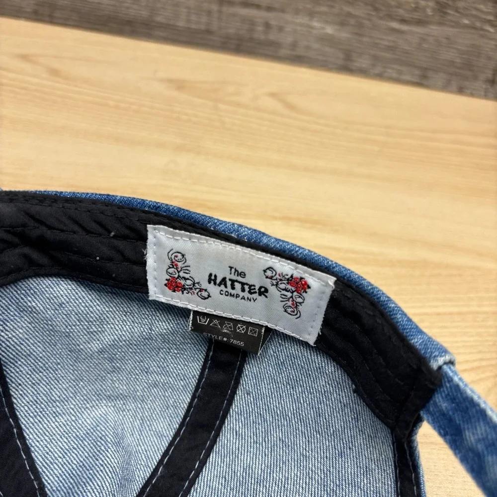 The Hatter‎ Company Hat Cap Strap Back Blue Plain Denim Lifestyle Casual Dad Hat